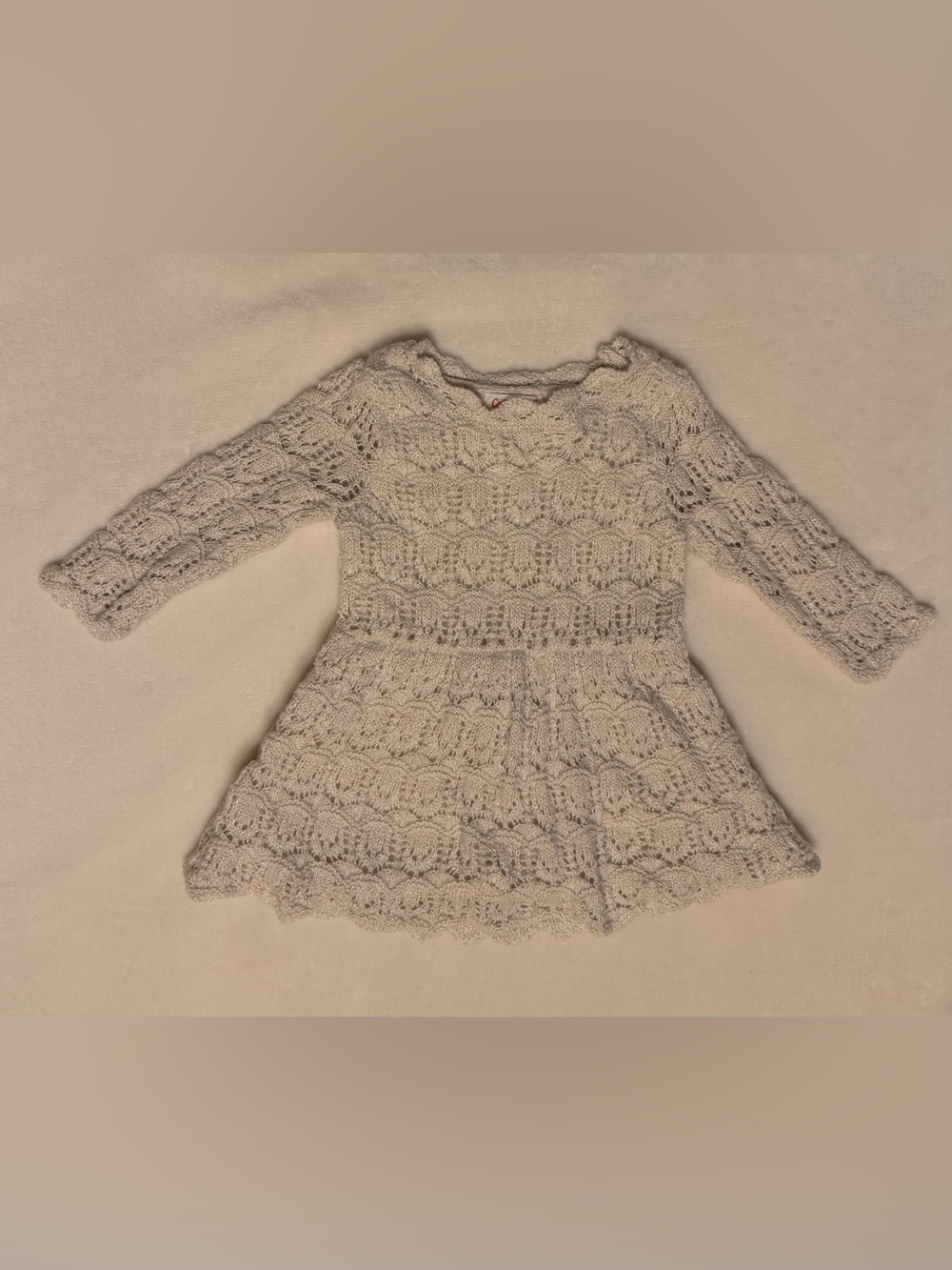 Gorgeous Cream Colored Lace Knit Long Sleeve Dress